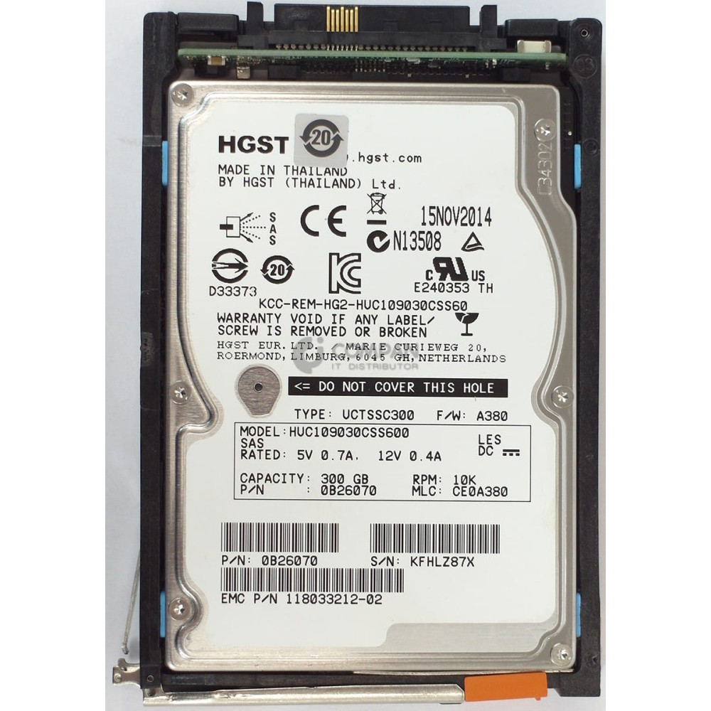 005050340 EMC HDD 300GB 10K SAS 6G 2.5" SFF HOT-SWAP FOR EMC VNX